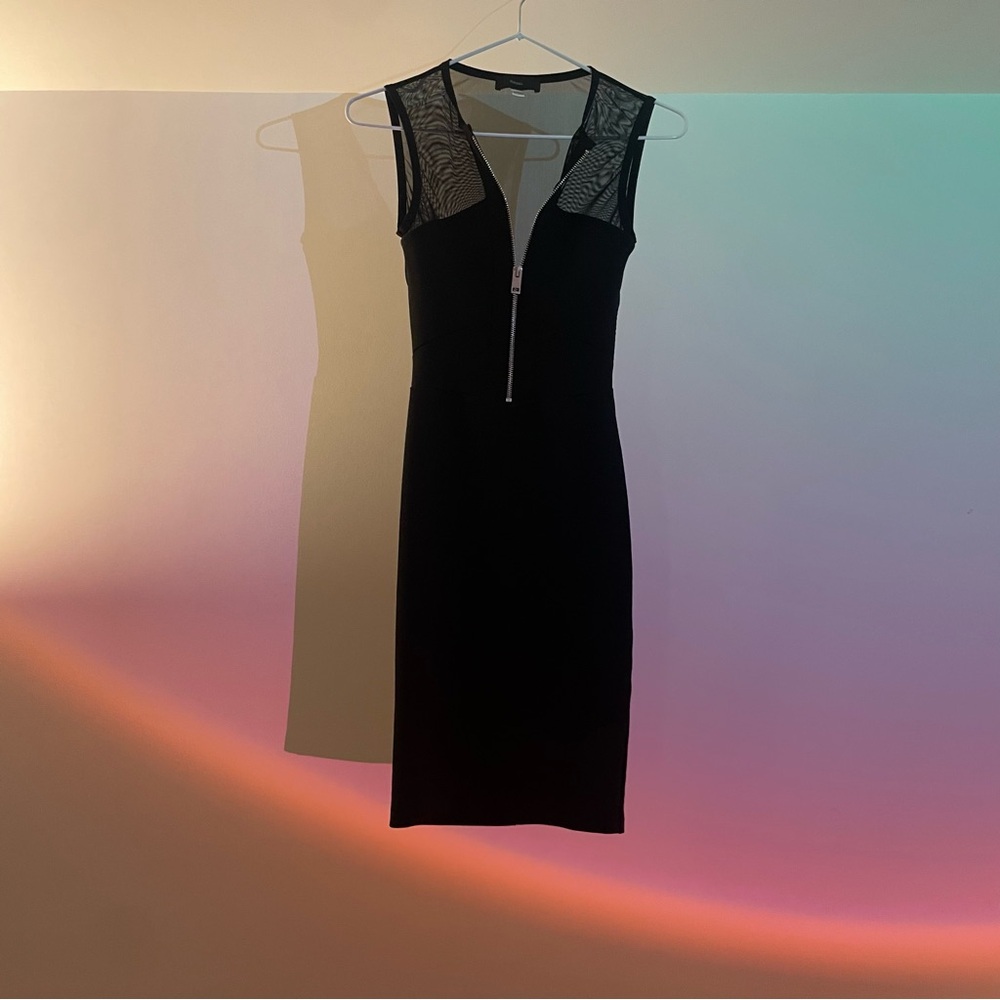 Diesel Black Mesh Detail Midi Dress